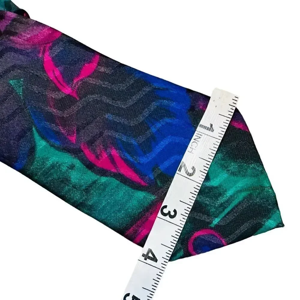 Vintage Picasso tropical flower purple and green silk tie